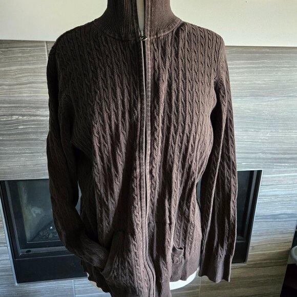 Brown Cable Knit Women's Sweater - Picture 1 of 3